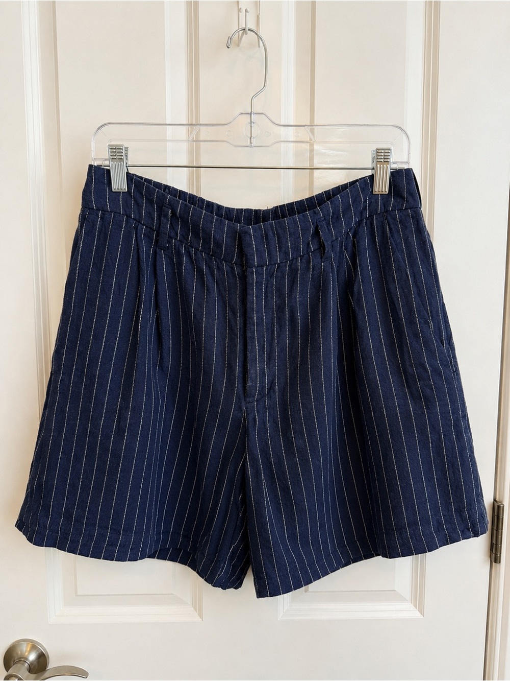 a new day Navy Pinstripe Shorts with White Stripes